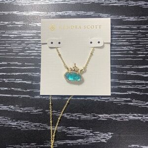 Kendra Scott Gold Necklace with Teal Stone